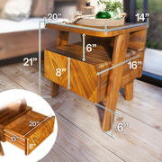 Chevron-Front Acacia Wood Nightstand