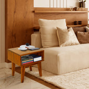 Open-Shelf Acacia Wood Nightstand