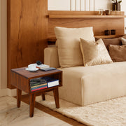 Open-Shelf Acacia Wood Nightstand