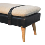 Bouclé Leather Upholstered Bench