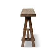 Reclaimed Elm Trestle Console Table — detail of finish and surface variation