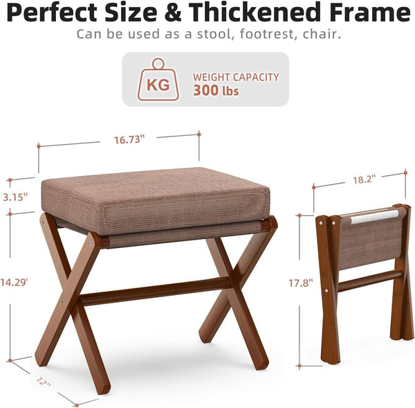 Folding X-Frame Upholstered Footstool – ottoman (view 3) | Roost & Roam