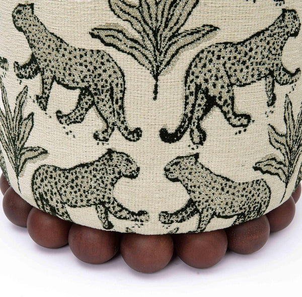 Leopard Jacquard Round Ottoman (view 6) | Roost & Roam