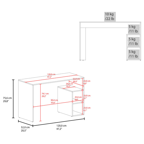 Oak-Grain Wide Shelving Office Desk — alternate view or variant option