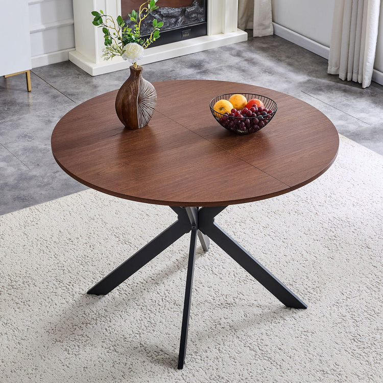 Walnut Round Extendable Dining Table