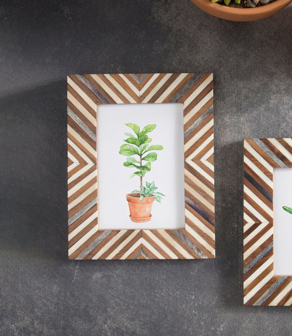Chevron Bone Inlay Picture Frame