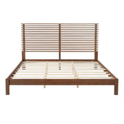 Slatted Walnut King Bed Frame with Headboard