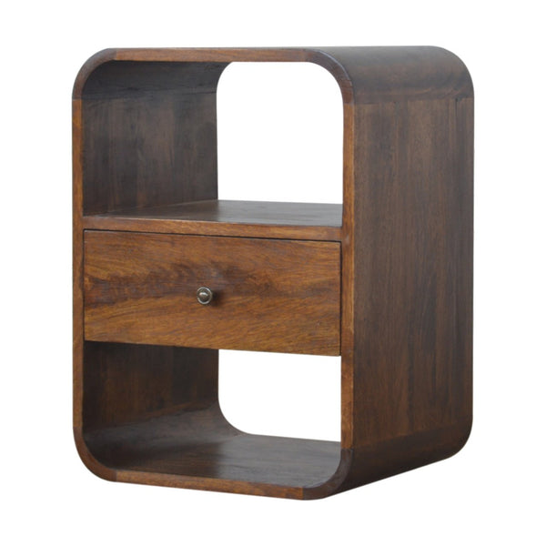 Curved Edge Mango Wood Nightstand