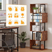 S-Curve Wood-Grain Six-Tier Bookshelf – book case (view 9) | Roost & Roam