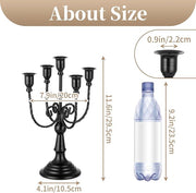 Five-Arm Matte Black Metal Candelabra Set