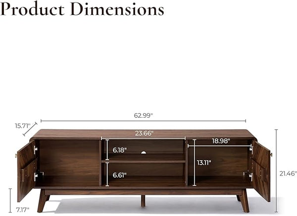 Mid-Century Wood TV Stand with Tapered Legs