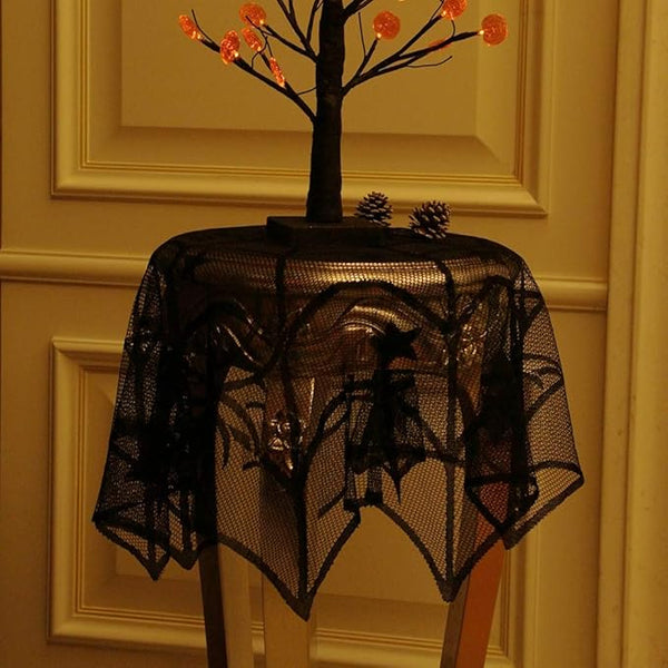 Black Lace Spider Web Table Topper