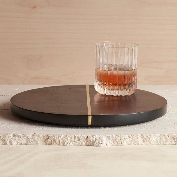 Brass Inlay Hand-Rubbed Wood Tray