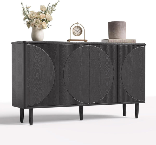 Reeded Circle-Door Wood-Grain Sideboard (view 2) | Roost & Roam