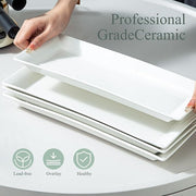 White Porcelain Rectangular Serving Platters Set