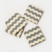 Chevron Gray Ivory Coaster Set