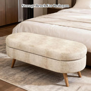 Oval Upholstered Storage Bench – ottoman (view 3) | Roost & Roam
