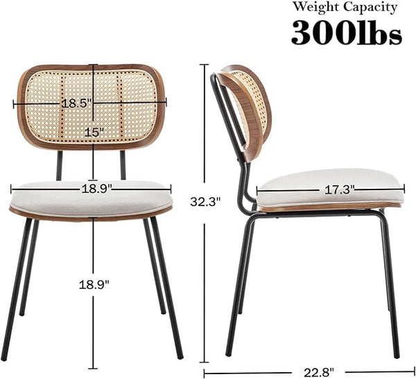 Cane Back Metal Dining Chair Set