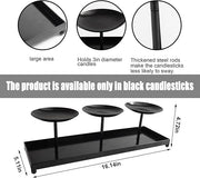 Triple Pillar Matte Black Candle Holder Tray