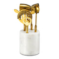 Marble and Gold Bar Tool Set styled on a marble bar cart with glassware