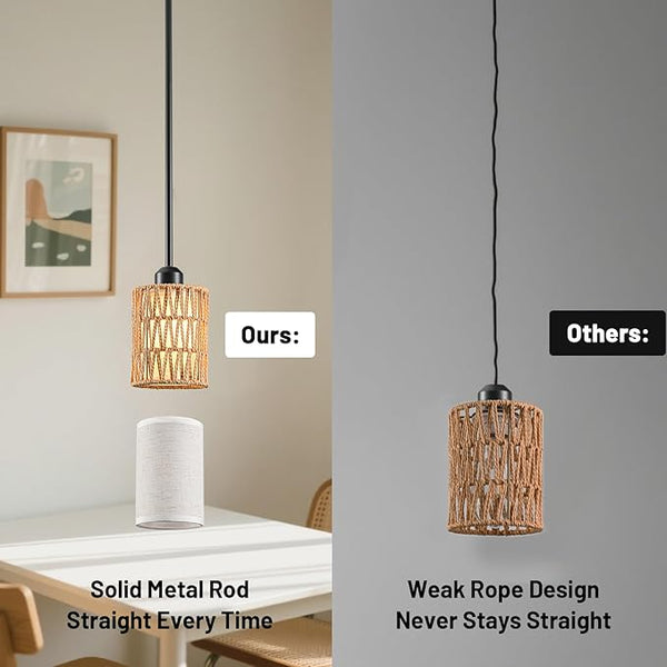 Rattan Linen Pendant Ceiling Light