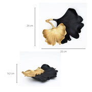 Matte Black Gold Ginkgo Leaf Tray Set