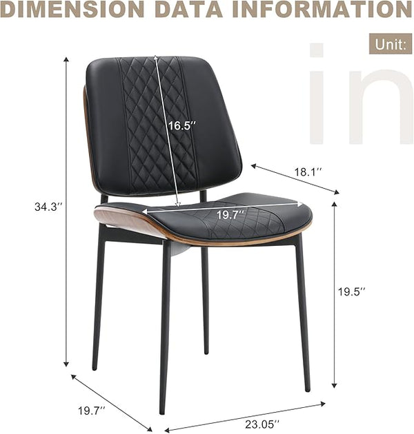 Black Faux Leather Bentwood Dining Chairs, Set of 2