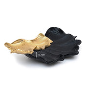 Matte Black Gold Ginkgo Leaf Tray Set