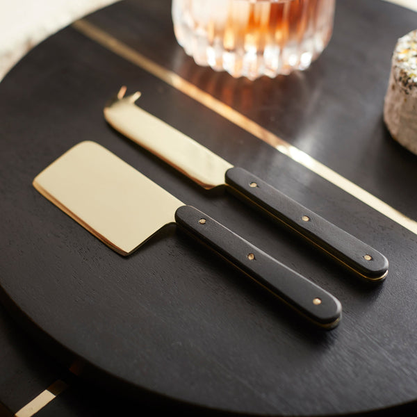 Brass-Finish Steel Cheese Tool Set