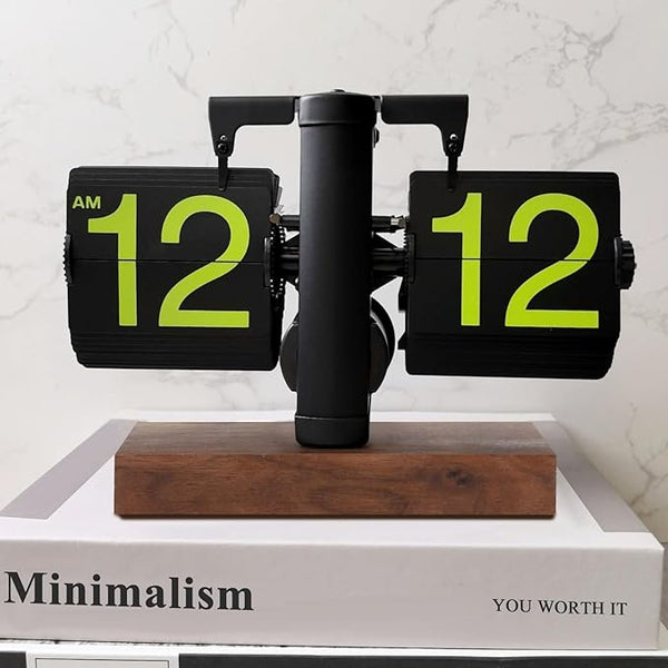 Frosted Black Retro Mechanical Flip Desk Clock