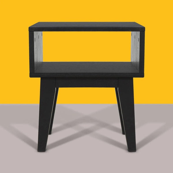 Black nightstand shelf rectangular