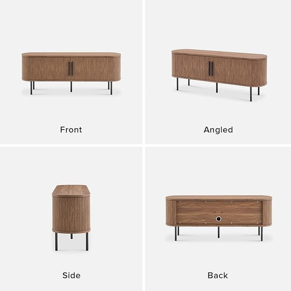 Walnut 59-Inch Tambour TV Stand with Storage