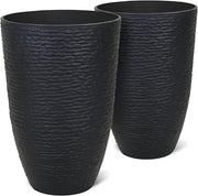 Stone-Finish Tall Planter Set