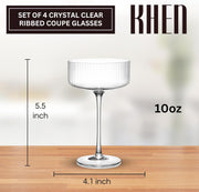 Ribbed Crystal-Clear Coupe Glass Set