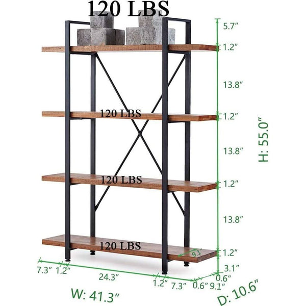 Four-Tier Wood and Metal Bookshelf – book case (view 3) | Roost & Roam