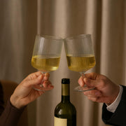 Ribbed Clear Glass Wine Goblets — packaging and unboxing view