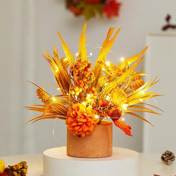 Yellow Lighted Artificial Fall Bouquet Set bouquet
