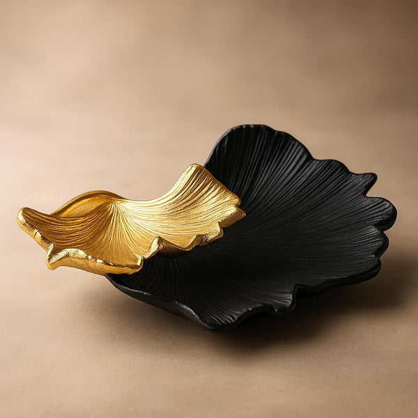 Black and Gold Ginkgo Leaf Tray — alternate view or variant option