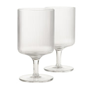 Close-up of glass clarity and rim detail — Ribbed Clear Glass Wine Goblets