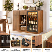 Fluted Bar Cabinet with Fridge Space