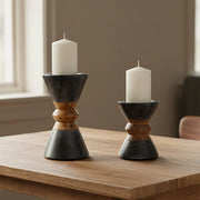 Black Marble Acacia Candleholder