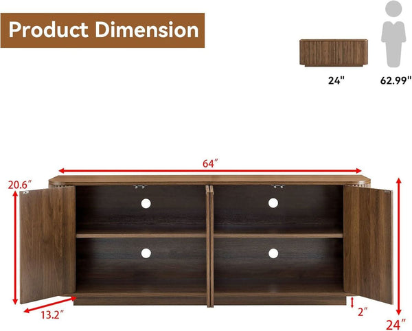Fluted Walnut-Finish Sideboard Cabinet – buffet (view 2) | Roost & Roam