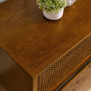 Rattan-Door Mid-Century Media Console — packaging and unboxing view