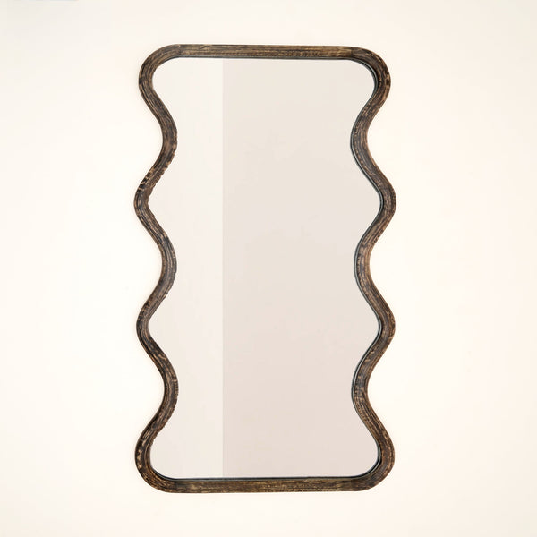 Wavy Mango Wood Full-Length Mirror