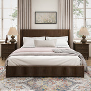 Walnut Finish Rubberwood Platform Bed Frame, King