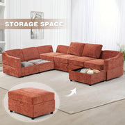 Chenille Modular Sleeper Sectional Sofa
