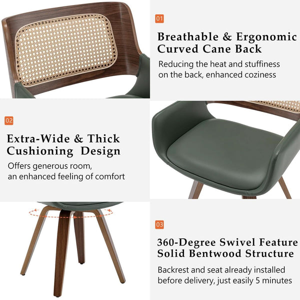 Cane-Back Swivel Armchair Dining Chair – dining room set (view 3) | Roost & Roam