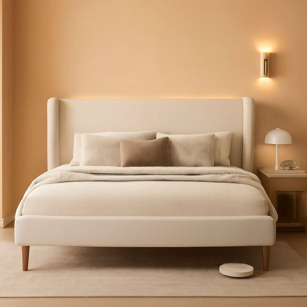 Upholstered Queen Bed Frame With LED and USB