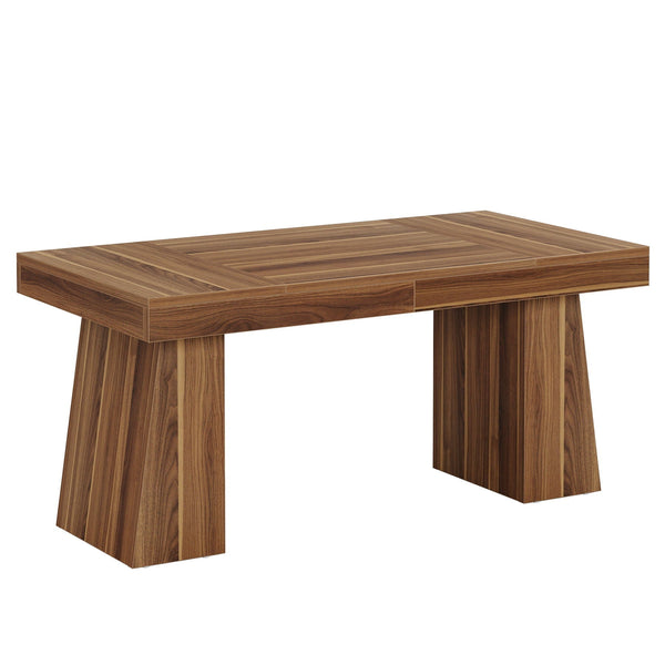 Trapezoid Base Wood-Grain Executive Desk