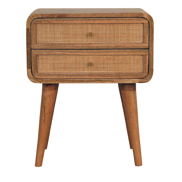 Rattan Panel Mango Wood Nightstand